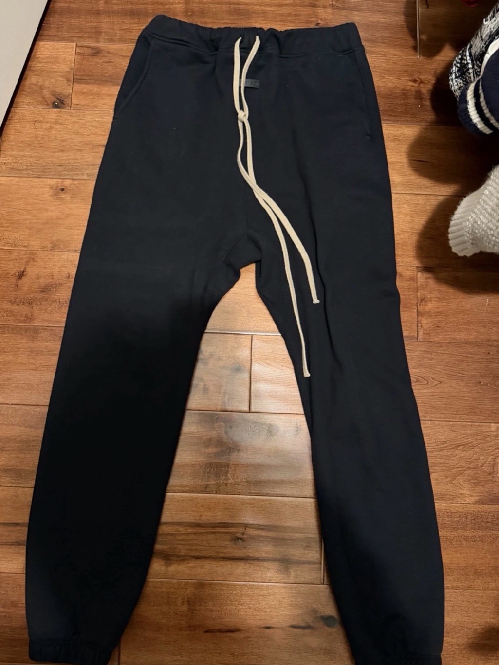 Fear Of God Black Sweatpants With Cream Drawstring